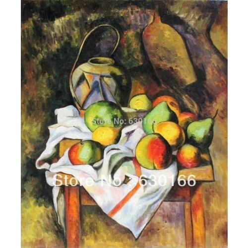 100% Hand Made Painting Canvas Straw Vase by Paul Cezanne Vertical Oil Painting Decorative Art Picture