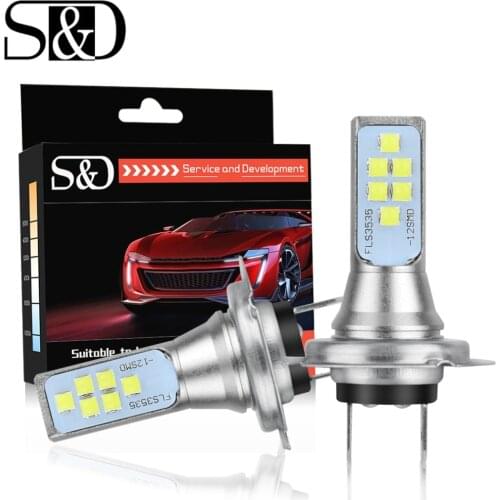 2pcs H7 LED Car Fog Lamp Super Bright 12 Chips 3535 SMD LED Bulbs 1400LM White 6000K Auto Driving Day Running Light DC 12V 24V