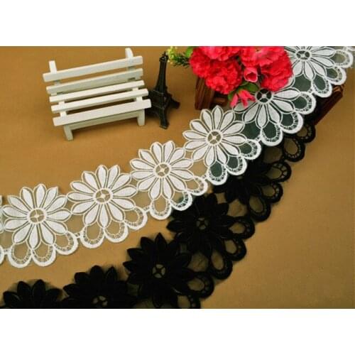 5Yard /lot Handmade diy clothes accessories High quality black white lace trim decoration accessories fabric 8cm wide