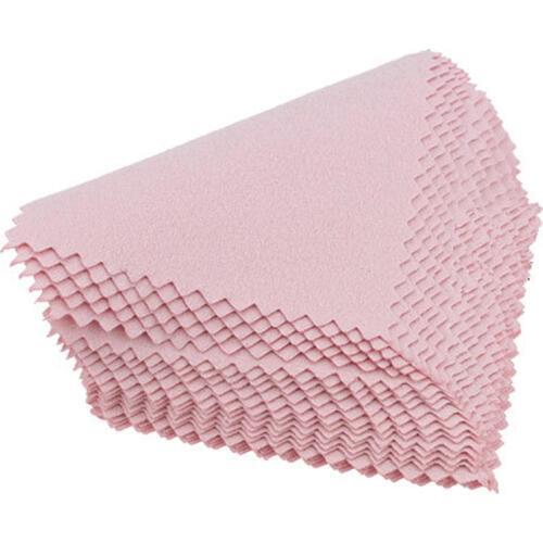 8cm*8cm 50pcs/pack Jewelry Polishing Pink Color Fabric Polish Cleaning Cloth Care for 925