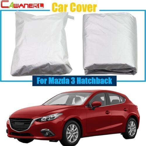 Cawanerl Car Cover Snow Rain Sun Resistant Protection Anti UV Cover Dustproof For Mazda 3 Hatchback