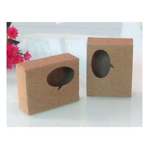 Free shipping Fast shipping 7.6*6.1*2.6CM,Kraft Paper packing Box,Handmade soap Box with window 300piece\lot