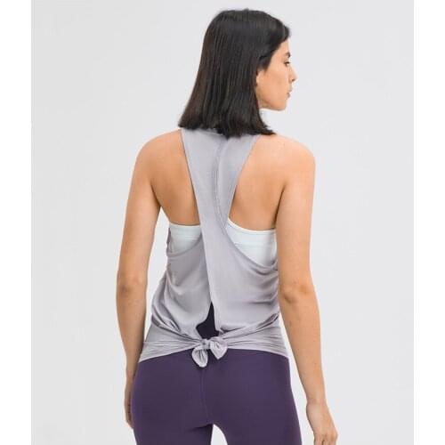 Cross-tie Blouse Workouts Clothes Open Back Yoga Tank Tops Stretch Sexy Blouse Gym Tank Back Mesh Patchwork Sports Vest