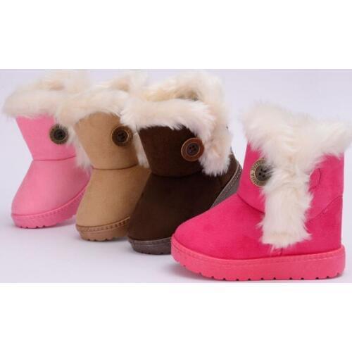 Hot Winter Kids Fashion snow boots Child cotton shoes warm Fur soft bottom baby girls boots winter ski boot