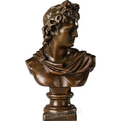 Bronze Apollo Bust Statue Greek Olympian God Sculpture Antique Art Home Living Room Decor Gifts
