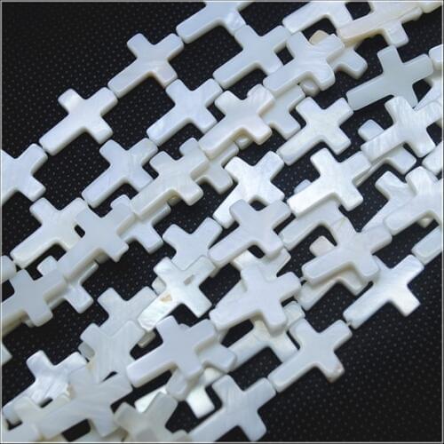 Wholesale beads 22pcs white shell beads cross shape mother of pearl size 13x18mm shell strings for bracelets making accessories