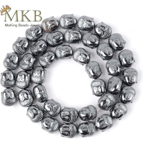 Wholesale 20pcs Buddha Charm Beads 10*8mm Natural Hematite Stone Beads For Jewelry Making Spacer Beads Diy Bracelet Necklace