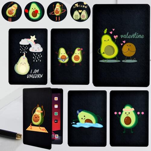 Cover Case for Apple IPad2 3 4/Mini 1 2 3 4 5/iPad(5/6/7th Gen)/Air/Air 2/Air 3/Pro Leather Tablet Case with Avocado Pattern
