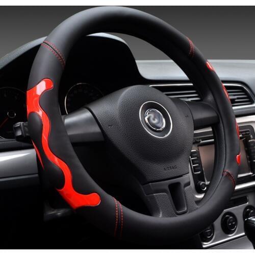 Car Steering Wheel Cover Stitching PU Leather Universal 38cm 15inch