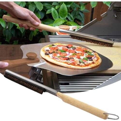 Pizza Oven Brush Ergonomic Handle Labor-Saving Coconut Shell Stain Remover Scraper Long Handle Pizza Brush