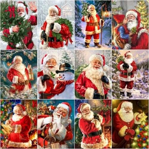 GATYZTORY Frameless Santa Claus Oil Painting By Number Kits Christmas Drawing Canvas Handpainted DIY Figure Home Decor Gift