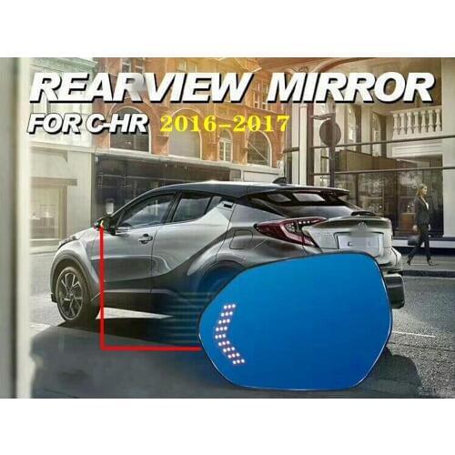 JanDeNing 1 Set of Blue Car Side Rear View Mirror LED Turn Signal Heating With Anti-Dizziness function For 2016-2017 Toyota CHR