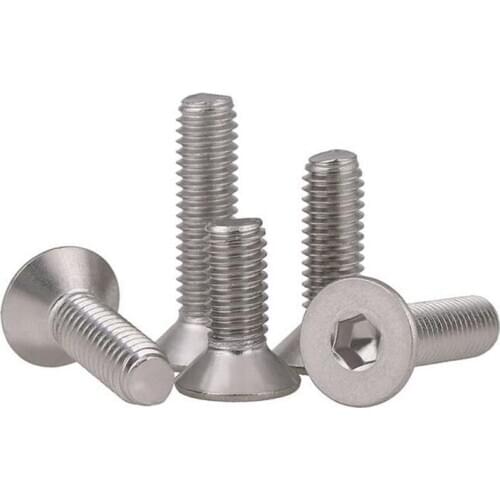 M3 Total Length 4-10mm 304 Stainless Steel Hexagon Socket Countersunk Head Screws DIN7991