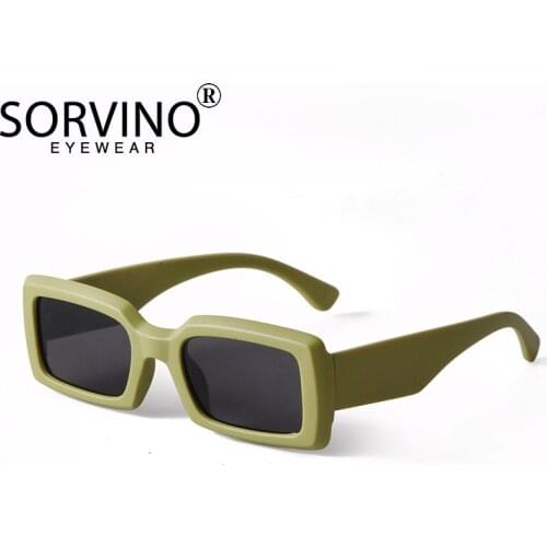 SORVINO Vintage Green Rectangle Sunglasses Women Men Brand Designer Fashion Blue Lens Square Sun Glasses Oculos UV400
