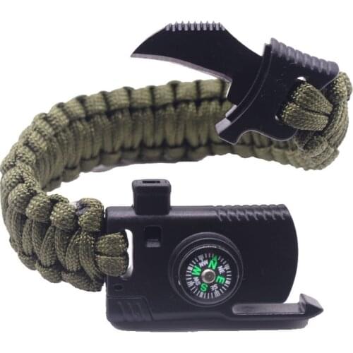 Men Braided Black Multifunctional Paracord Bracelet Survival Compass Whistle Knife Military Emergency Paracord Bracelets Women