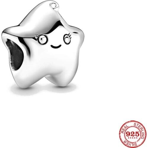 New Original Silver Color Star Bead Fit European Pandora Charms Bracelet Bangles Diy Jewelry P221