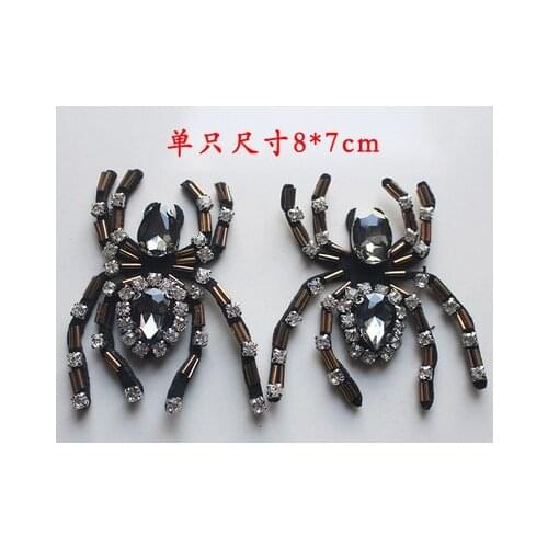 One pair Spider beaded sequined patch sequins appliques patches vintage fashion Coat Sweater decoration patch