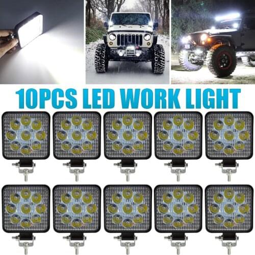 OKEEN 10pcs 27W 42W 48W LED Car Work Light Waterproof Spotlight Bar For Jeep Offroad SUV ATV Truck 4x4 Motor Tractor 12V 24V