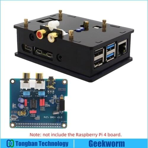 Raspberry Pi 4 I2S Interface PiFi DIGI DAC+ HIFI Digital Audio Card Expansion Board + Acrylic Case for Raspberry Pi 4 Model B