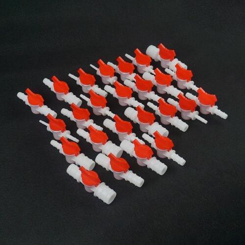 Fit Tube I/D 4/6/8/10/12/16/20/25mm Equal Reducer Hose Barb POM Ball Valve Red Handle Switch Connector Garden