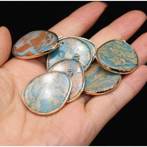 Fine Semi-precious stone Pendants Big Water Drop Gold-plate Crystal for DIY Girls Necklace Earring Jewelry Making Supplies