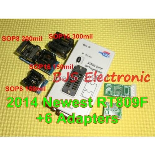 Free Shipping RT809F Serial ISP/ USB Programmer + 6pcs Free Adapter Repair Tools 24-25-93 serise IC RTD2120 Better then EP1130B