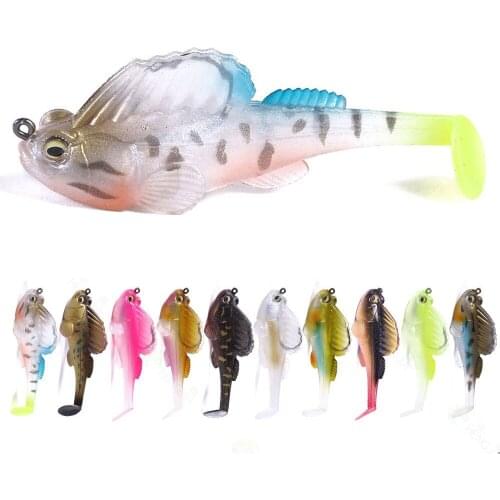 Fishing Lure Jig Head Jump Soft Fishing Lures 14g Wobblers Swim Bait Silicone Baits For Bass Carp Fishing Tackle 3D Eyes T-Tail