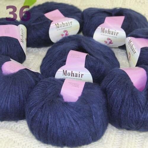 Sale New 8BallsX25g Luxury Soft Mohair Warm Wrap Shawl Hand Knit Crochet Yarn Navy 291-36-8