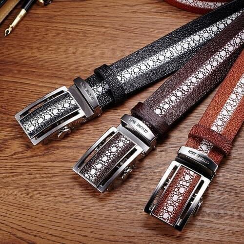 LGFD19225 men genuine leather Pearl skin PRINT COWHIDE GENUINE STINGRAY LEATHER classic cowhide leather belt