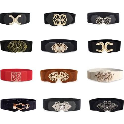 Womens Fashion Elastic Belts Designer Luxury Brand Love Heart Metal Buckle Waist Dress Coat Sweater Decorative Waistband