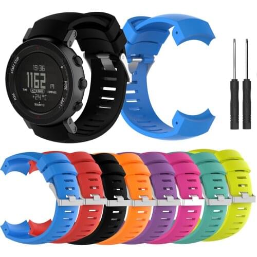 Silicone Watch Band For SUUNTO Core ALU Black Sports GPS Smart Watch Strap Wristband Replacement Wrist Band Accessories