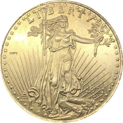 United States America 1921 Liberty Twenty 20 Dollars Saint Gaudens Double Eagle With Motto In God We Trust Gold Copy Coin