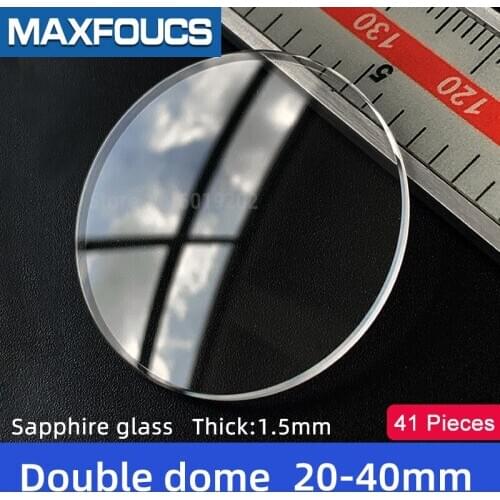 Watch Glass Thick 1.5mm Diameter 20-40 mm Double dome Sapphire Anti scratch Smooth Round Transparent Crystal ，41 pieces Suit
