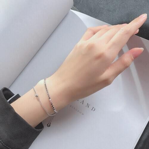 So Thin Authentic REAL. 925 Sterling Silver Rouble rows layered ROUND COIN chain Bracelet GTLS941