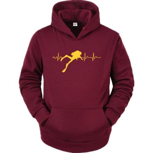 Scuba Dive Heart Beat Best Gift For Diver Hoody Autumn Long Sleeves Soft Mens Streetwear Shirts Pure Hoodie Top