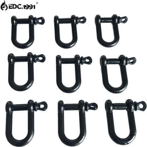 Stainless Steel U Shape Shackle Adjustable Anchor Outdoor Rope Paracord Bracelet Buckle Outdoor Tool black