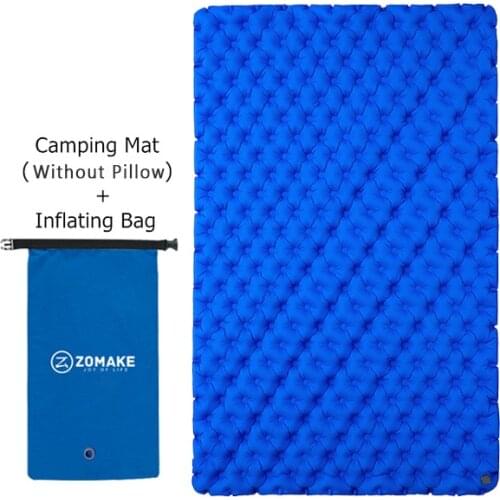 Zomake Ultralight Camping Mat Inflatable Mattress 2 People Sleeping Pad Waterproof Pad Thickened Camping Mat with Inflatable bag