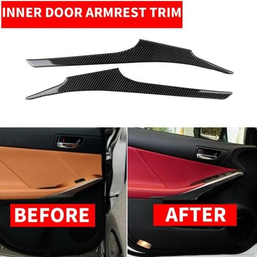 2PCS Real Carbon Fiber Car Inner Door Handle Armrest Cover Trim Strip Sticker For Lexus IS250 IS350 2013-2019 Interior Mouldings