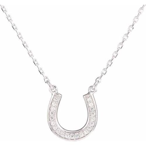 Xiaojing 100% 925 Sterling Silver Horseshoe Cz Necklaces Pendants for Women Lovely Chain Collier for Friend Gift Free Shipping
