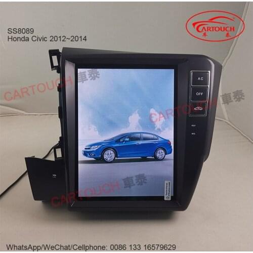 10.4 Inch Vertical Screen Tesla Style Android Car GPS Multimedia Player for Honda Civic 2012~2014 Car Radio RDS GPS Bluetooth