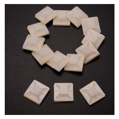 100 PCS/Pack Self Adhesive Cable Wire Zip Tie Mounts Bases Wall Holder Nylon Wiring Accessories 20*20mm White