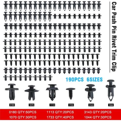 190pcs Mixed Auto Fastener Clips Plastic Fastener Rivet Clips Car Push Pin Rivet Trim Clips Kit For All Cars Clip Set Parts