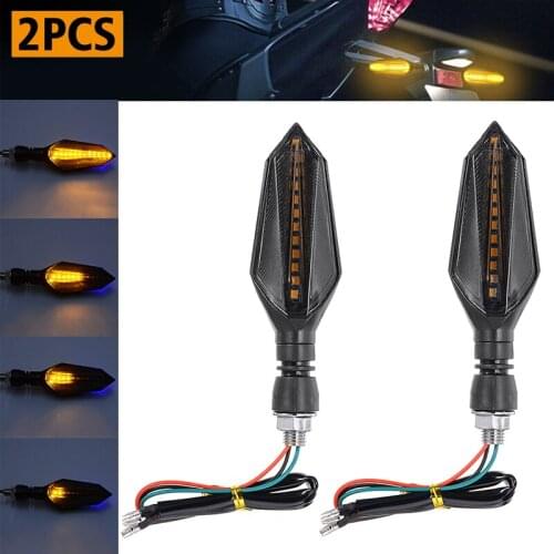 2pcs 12V Motorcycle 12LED Water Flowing Turn Signal Light Two Side Day-time Running Indicator Braking Lamp Accessories Parts