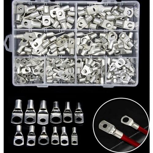 240PCS Automotive Copper Ring Terminals Lug Electrical Wire Welding Terminals Cable Crimp Connectors Assorted Set