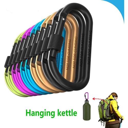 5/10 Pcs Locking Carabiner Clip Aluminum D Ring Hooks Spring Key Rings Hiking Clips for Hiking Camping Fishing and Outdoor Use