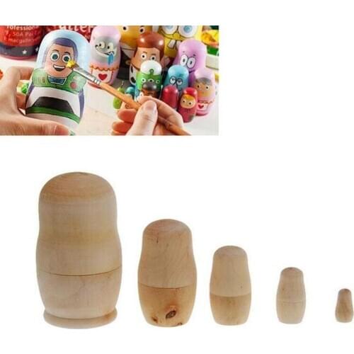 5pcs/set Unpainted DIY Blank Wooden Embryos Russian Nesting Dolls Matryoshka Toy Kids Birthday Gift Party Supplies#202127