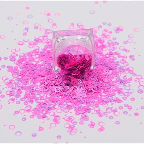 50g/OPPO Neon Hollow Circle Sequins Nail Glitter Round Bubble Manicure Decorations Nail Art Patch Fluorescence Ultra-Thin Flakes