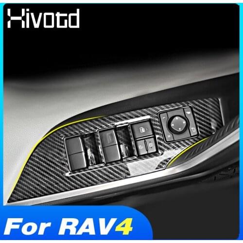 For Toyota Rav4 2019 2020 2021 Accessories Car Window Glass Lift Switch Panel Decoration Interior Door Armrest Frame Trim Cover