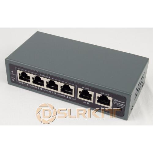 DSLRKIT 250M 6 Ports 4 PoE Switch Injector Power Over Ethernet NO Power Adapter