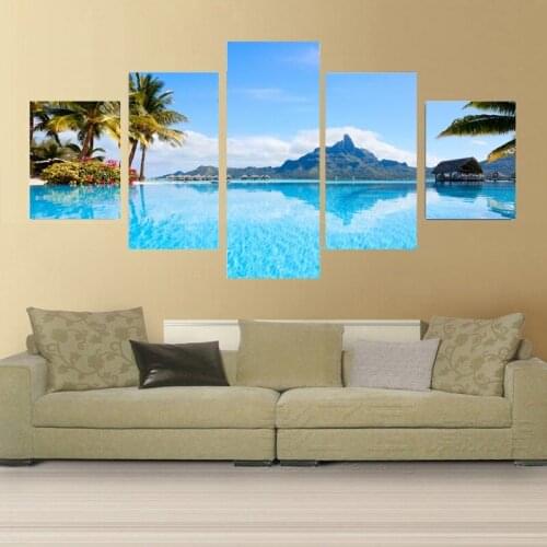 JIE DO ART 5 piece art decorative Modular Pictures wall for living room cheap modern paintings Beautiful sea view